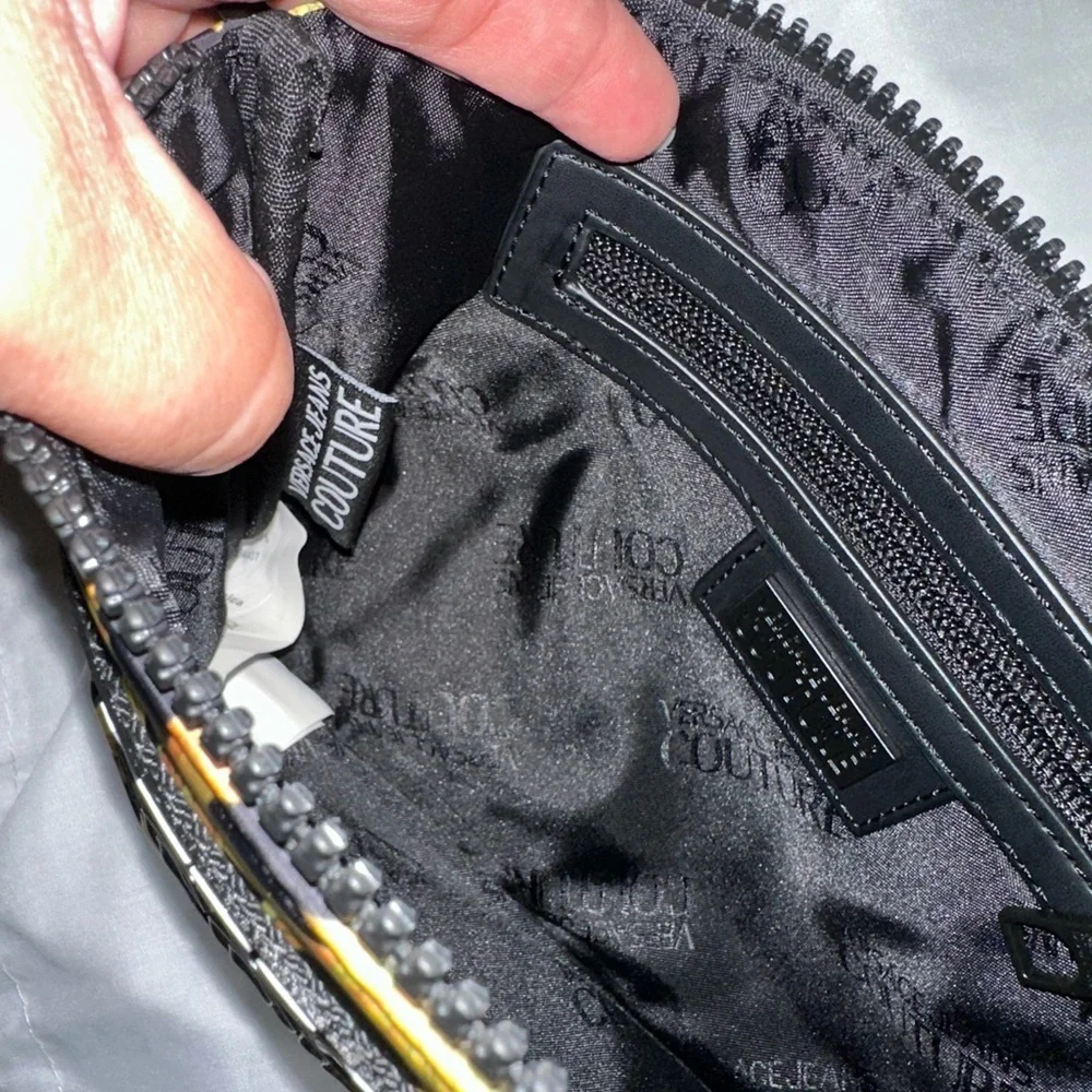 Versace Jeans Collection Black and Gold Wallet with Baroque Design NWOT